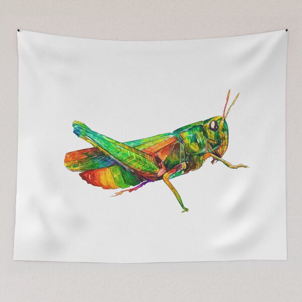 Item preview, Colourful rainbow grasshopper artwork designed and sold by Moana Matron Designs.