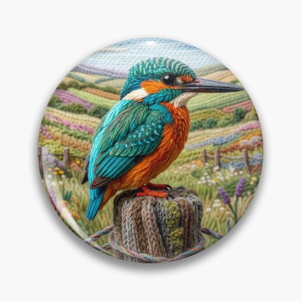 Item preview, Yarn Kingfisher sits on Yarn Fence Post designed and sold by Tridentulus.