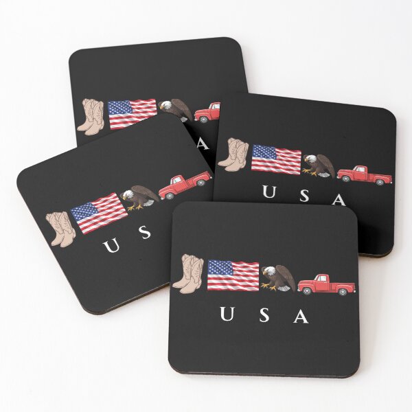 Item preview, USA Patriotic Symbols Cowboy Boots Eagle Red Pickup Truck designed and sold by tarzbol.