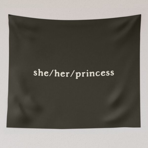 Item preview, Funny Lesbian Joke She Her Princess Pronouns (black) designed and sold by TackyTime.