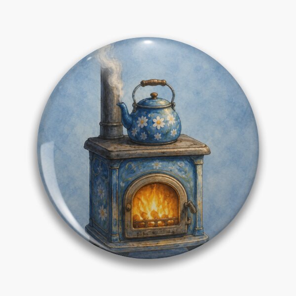 Item preview, Blue Cottage Daisy stove and kettle- Meadow Hill Inspired Floral designed and sold by Christina Lumenara.