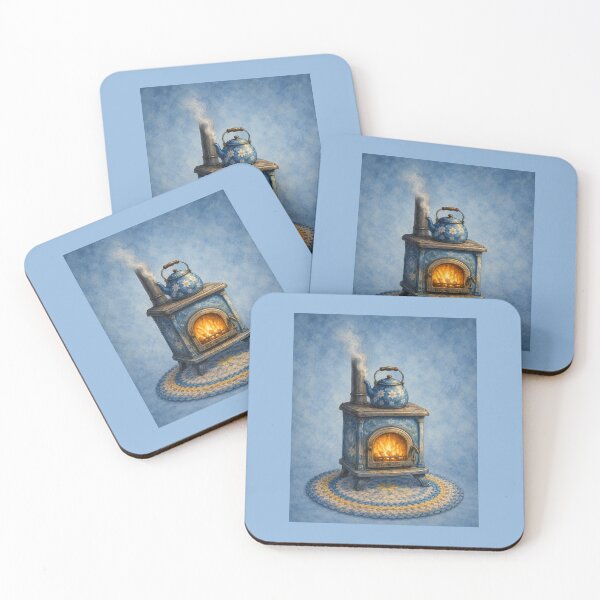 Item preview, Blue Cottage Daisy stove and kettle- Meadow Hill Inspired Floral designed and sold by Christina Lumenara.