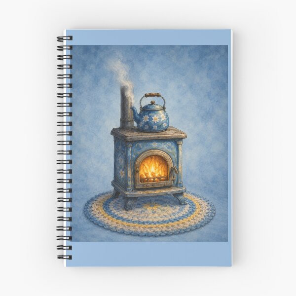 Item preview, Blue Cottage Daisy stove and kettle- Meadow Hill Inspired Floral designed and sold by Christina Lumenara.