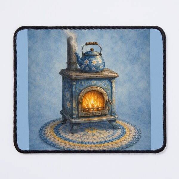 Item preview, Blue Cottage Daisy stove and kettle- Meadow Hill Inspired Floral designed and sold by Christina Lumenara.