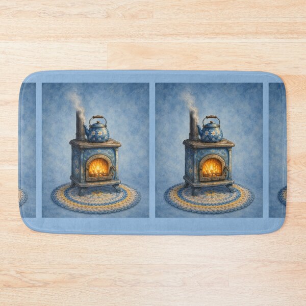 Item preview, Blue Cottage Daisy stove and kettle- Meadow Hill Inspired Floral designed and sold by Christina Lumenara.