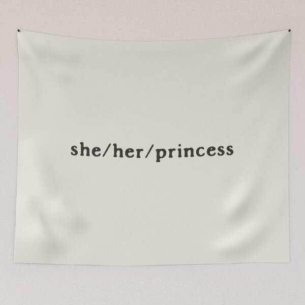 Item preview, Funny Lesbian Joke She Her Princess Pronouns (black) designed and sold by TackyTime.