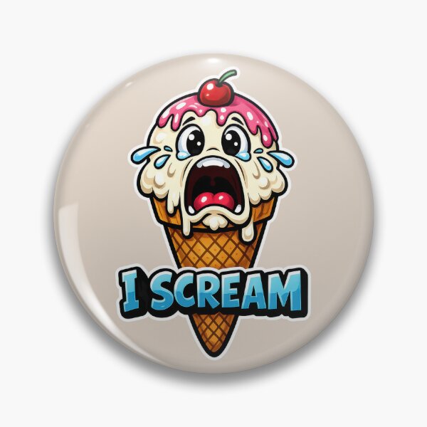 Item preview, I Scream Ice Cream Pun Funny Screaming Ice Cream Cone Cartoon designed and sold by WordPlayStudio.