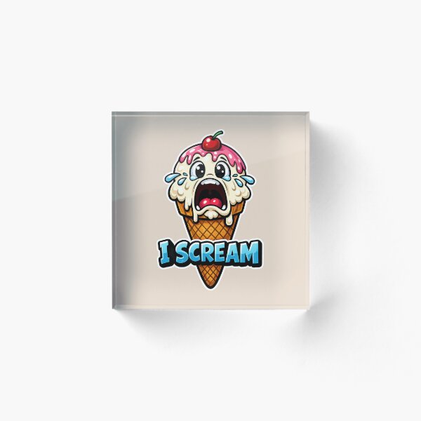 Artikelvorschau, Ich schreie Eiscreme Wortspiel Lustiger schreiender Eiswaffel-Cartoon entworfen und verkauft von WordPlayStudio.