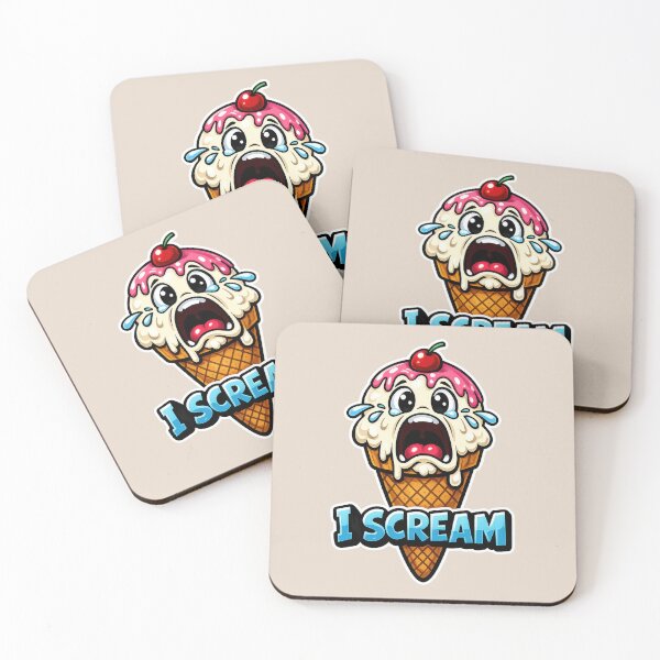 Item preview, I Scream Ice Cream Pun Funny Screaming Ice Cream Cone Cartoon designed and sold by WordPlayStudio.