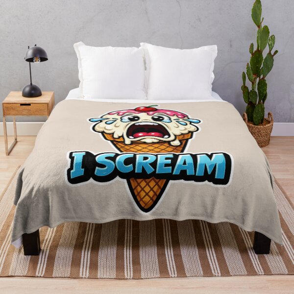 Item preview, I Scream Ice Cream Pun Funny Screaming Ice Cream Cone Cartoon designed and sold by WordPlayStudio.