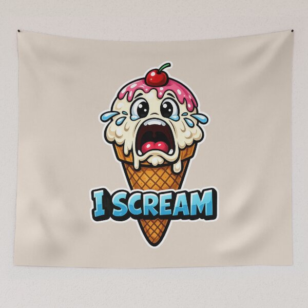 Item preview, I Scream Ice Cream Pun Funny Screaming Ice Cream Cone Cartoon designed and sold by WordPlayStudio.