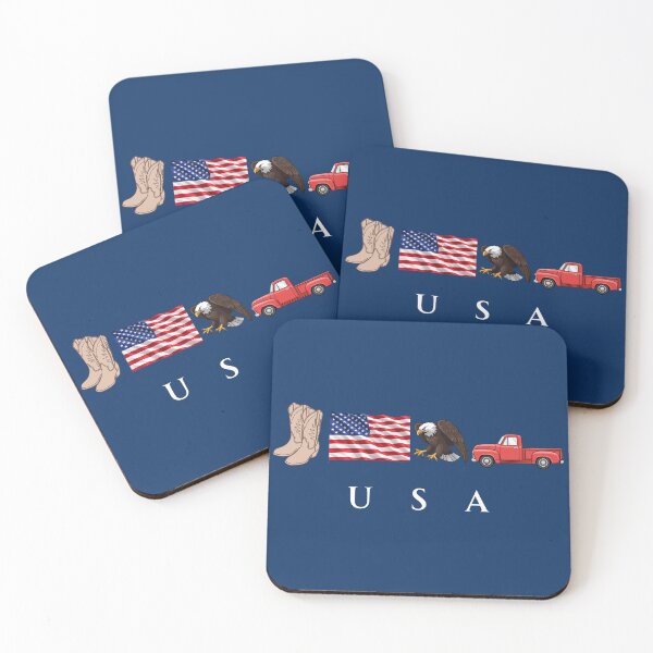 Item preview, USA Patriotic Symbols Cowboy Boots Eagle Red Pickup Truck designed and sold by tarzbol.