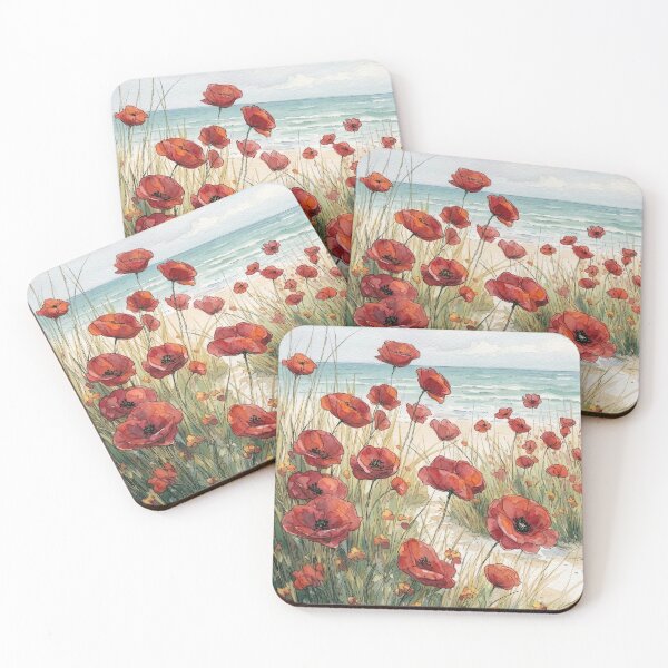 Item preview, poppy flowers near the beach designed and sold by sid1802.