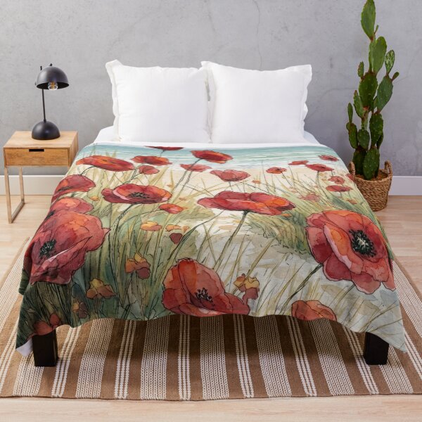 Item preview, poppy flowers near the beach designed and sold by sid1802.