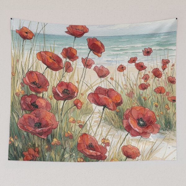 Item preview, poppy flowers near the beach designed and sold by sid1802.