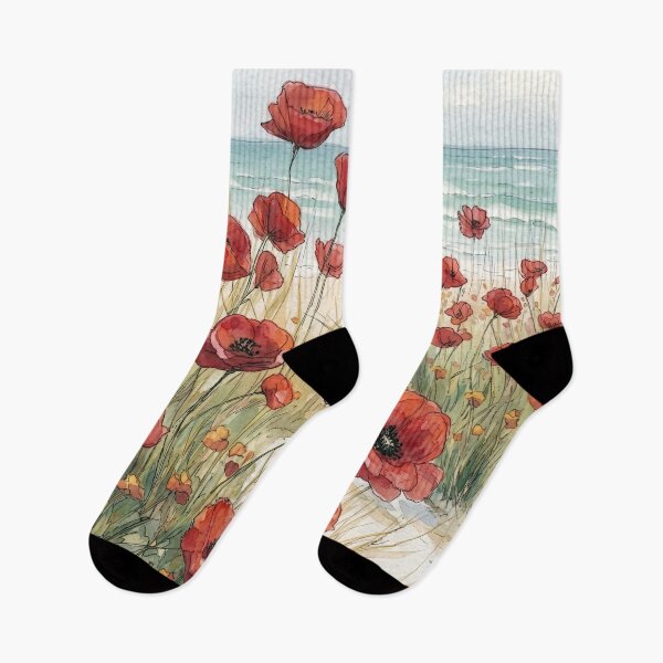 Item preview, poppy flowers near the beach designed and sold by sid1802.