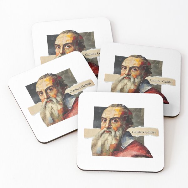 Item preview, Galileo – Father of Science Collage Portrait Art Print | Astronomy Physics Renaissance Poster designed and sold by OzzFrequency.