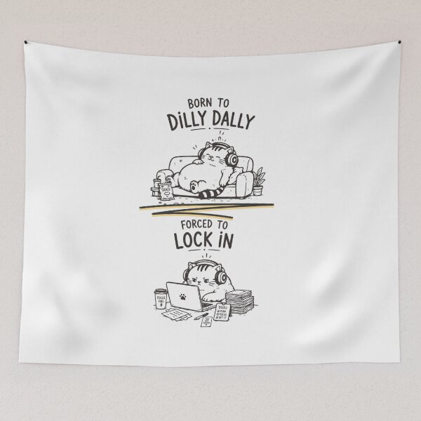 Item preview, Born to Dilly Dally Forced to Lock In – Funny Lazy Cat Meme Shirt designed and sold by La-Nuna.