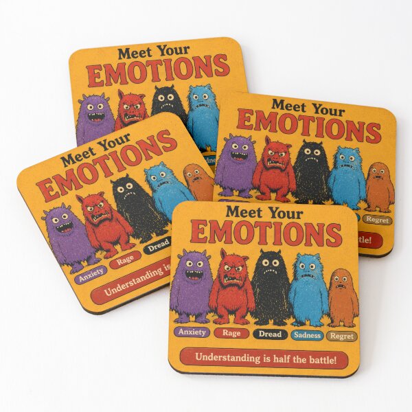 Item preview, Meet Your Emotions – Retro Mental Health Monster Humor Art designed and sold by 4TinyPaws.