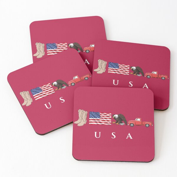Item preview, USA Patriotic Symbols Cowboy Boots Eagle Red Pickup Truck designed and sold by tarzbol.