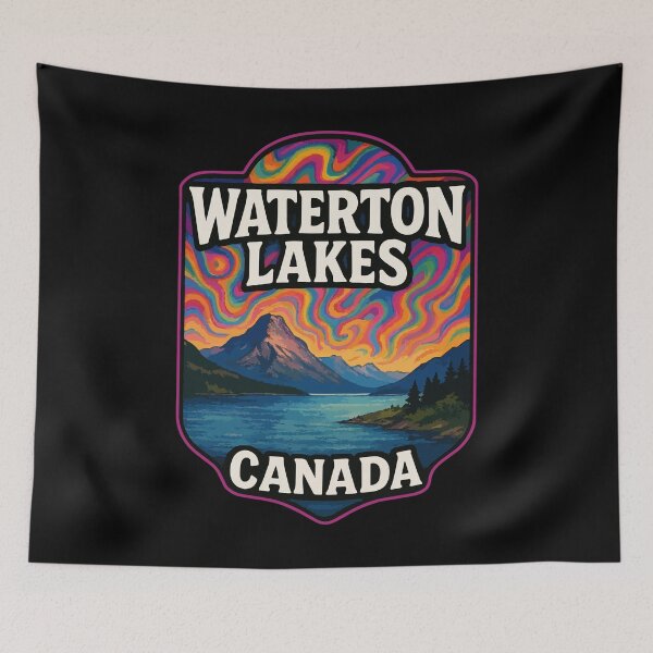 Item preview, Waterton Lakes National Park Psychedelic Trippy Travel designed and sold by TomFrontierArt.