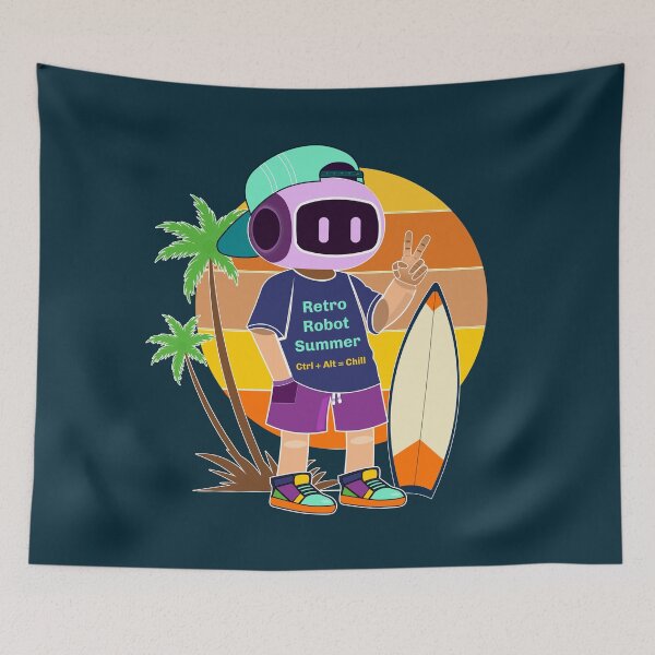 Item preview, Retro Robot Summer - Tech Humor Ctrl Alt Chill Surfer Bot designed and sold by Print Expert.