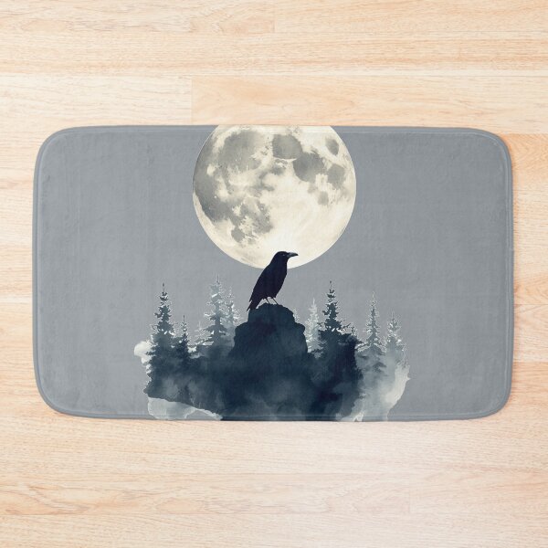 Item preview, Dark Raven and Moon Watercolor Art | Gothic Forest Aesthetic designed and sold by Biedroneczka.