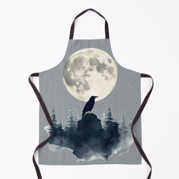 Item preview, Dark Raven and Moon Watercolor Art | Gothic Forest Aesthetic designed and sold by Biedroneczka.