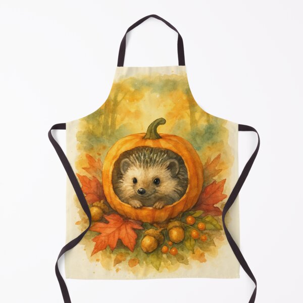 Item preview, Cute Watercolor Hedgehog in Pumpkin Autumn Woodland designed and sold by FunFitLife Studio.
