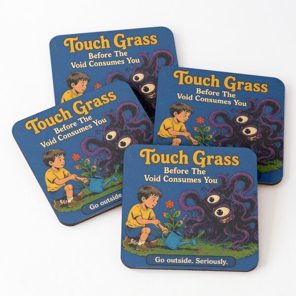 Item preview, Touch Grass Before The Void Consumes You – Retro Cosmic Horror Humor Art designed and sold by 4TinyPaws.
