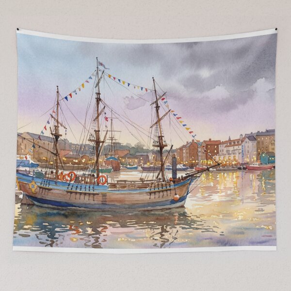 Item preview, Whitby Harbour Watercolour Style designed and sold by InkAndLatitude.