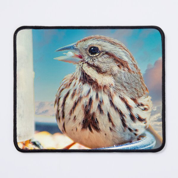 Item preview, Song Sparrow on Bird Feeder, Animal Portrait designed and sold by AMacGPhilly.