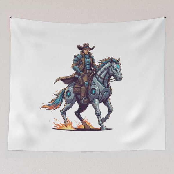 Item preview, Neon Space Cowboy Riding a Robo Horse designed and sold by PixelStyle Studio.