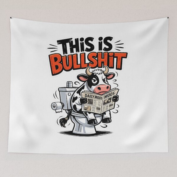 Item preview, Funny Cow Toilet Humor – This Is Bullshit Sticker designed and sold by MerchlyMike.