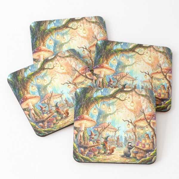 Item preview, Enchanted Mushroom Market Fairy Village designed and sold by Storybook Botanica.