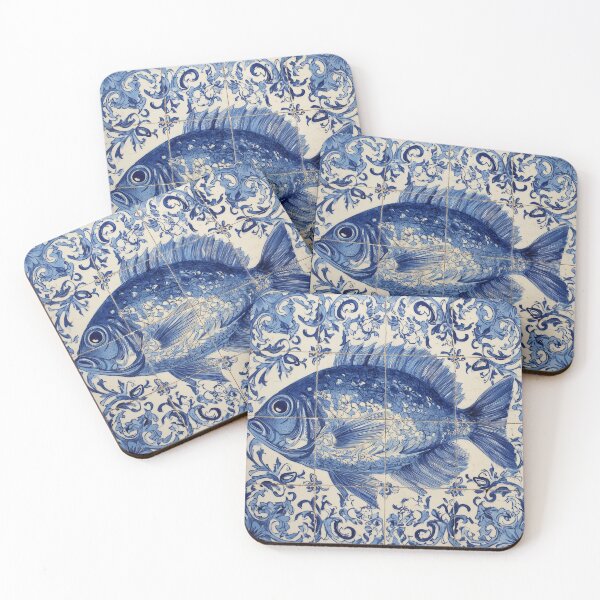 Item preview, Blue Fish in Tiles designed and sold by regiaart.