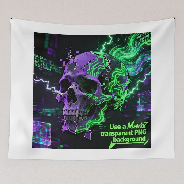 Item preview, Matrix Glitch Skull designed and sold by PixelStyle Studio.
