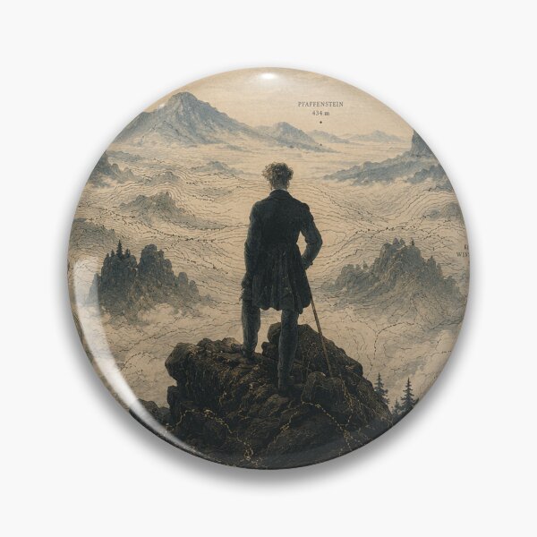 Item preview, The Wanderer above the Sea of Fog - Sächsische Schweiz Vintage Cartography designed and sold by Extravanganzza.