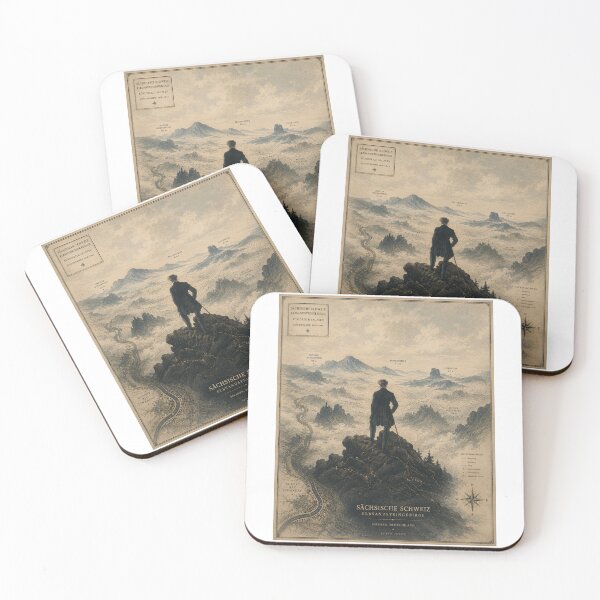 Item preview, The Wanderer above the Sea of Fog - Sächsische Schweiz Vintage Cartography designed and sold by Extravanganzza.