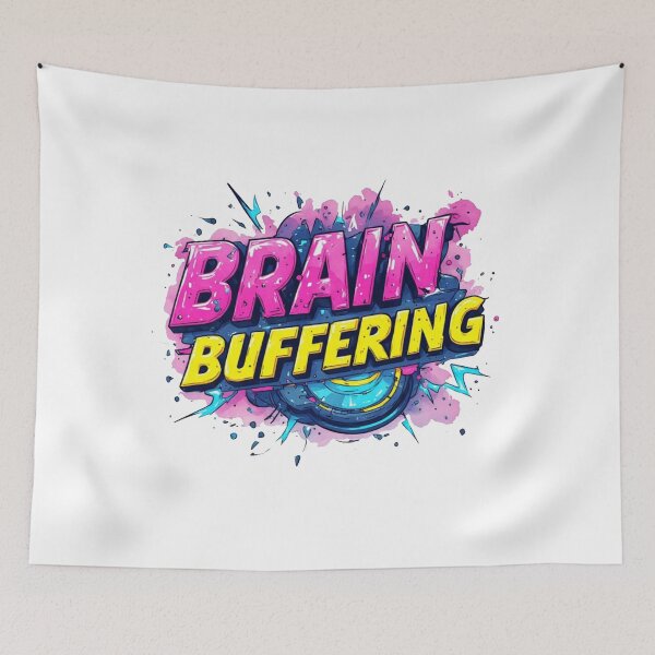 Item preview, Brain Buffering Funny Cyberpunk Graffiti Typography designed and sold by dcohea.