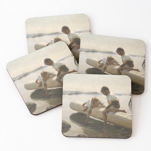 Item preview, Two Boys Playing on a Log - Albert Edelfelt designed and sold by Jon-Baran.