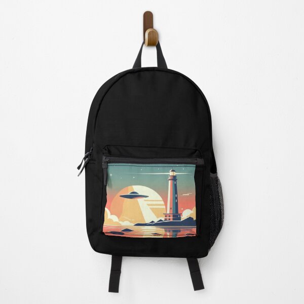 Item preview, Cosmic Lighthouse – UFO Sunset Scene designed and sold by Dogandesighn.