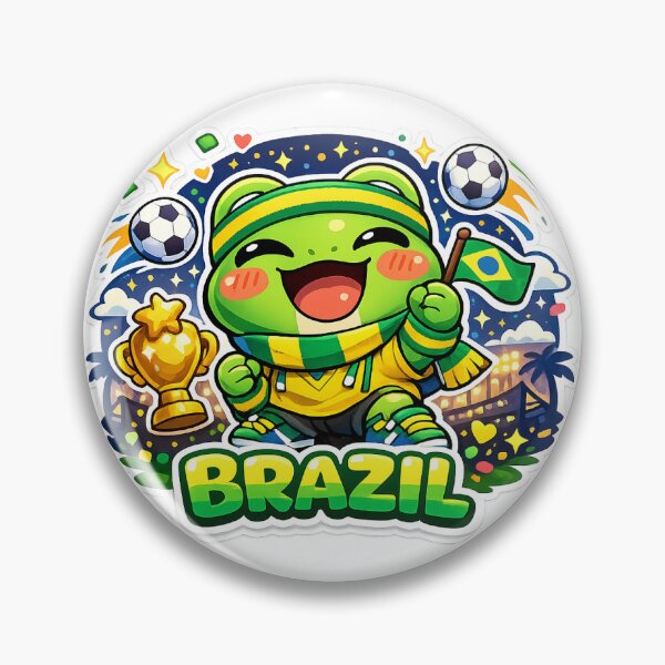 Item preview, Happy Soccer Frog Brazil Flag Kawaii Sticker designed and sold by Cozy404Lab.