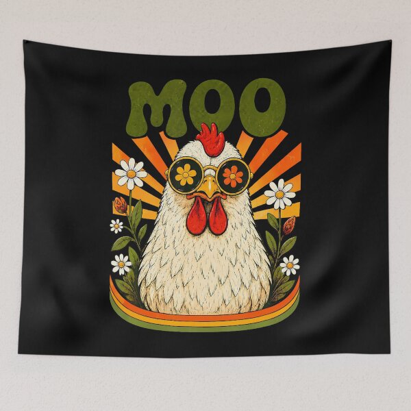 Item preview, Funny Moo Chicken Graphic Tee Men Women Farm Animal Vintage designed and sold by Fereskabilon.