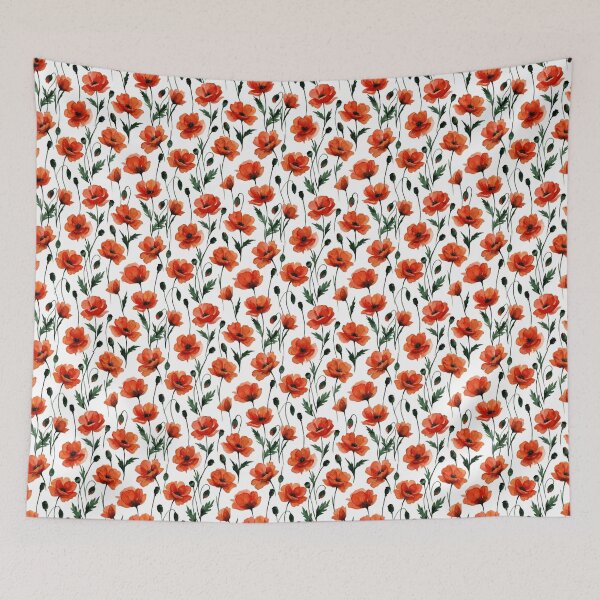 Item preview, Red Poppy Field Watercolor Scattered Floral Seamless Pattern designed and sold by Inkworksbyshery.