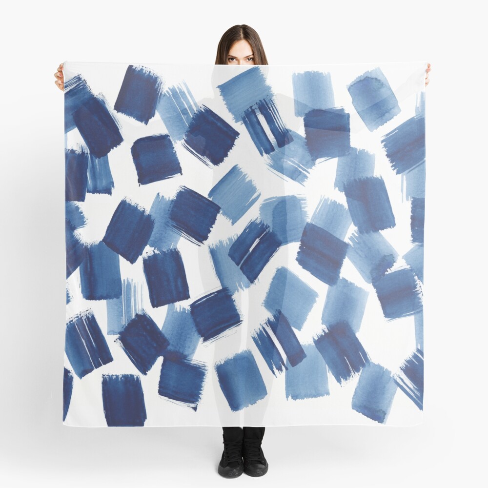 Abstract Brushstrokes | Indigo Painting Pattern Scarf