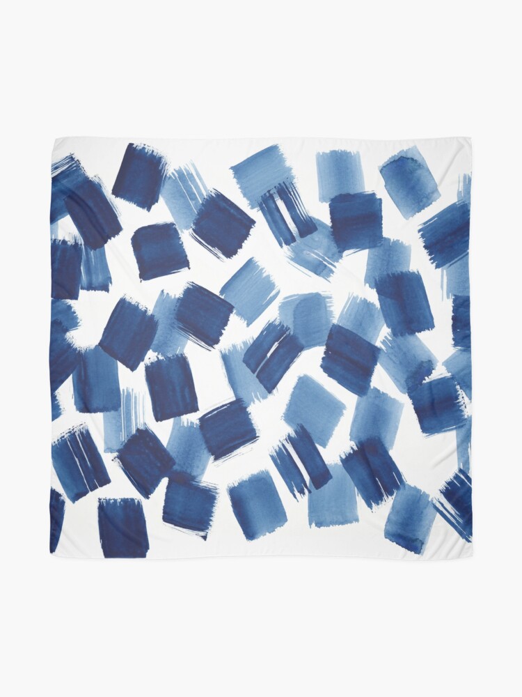 Alternate view of Abstract Brushstrokes | Indigo Painting Pattern Scarf