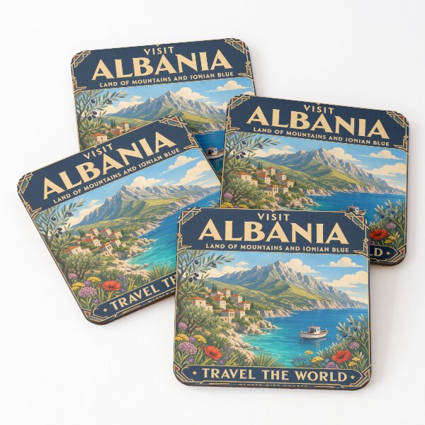 Item preview, Visit Albania - Vintage Travel Poster designed and sold by amithc.