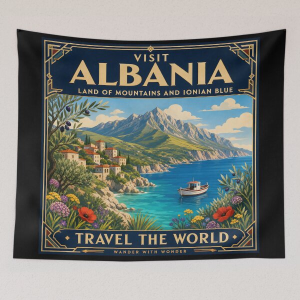 Item preview, Visit Albania - Vintage Travel Poster designed and sold by amithc.