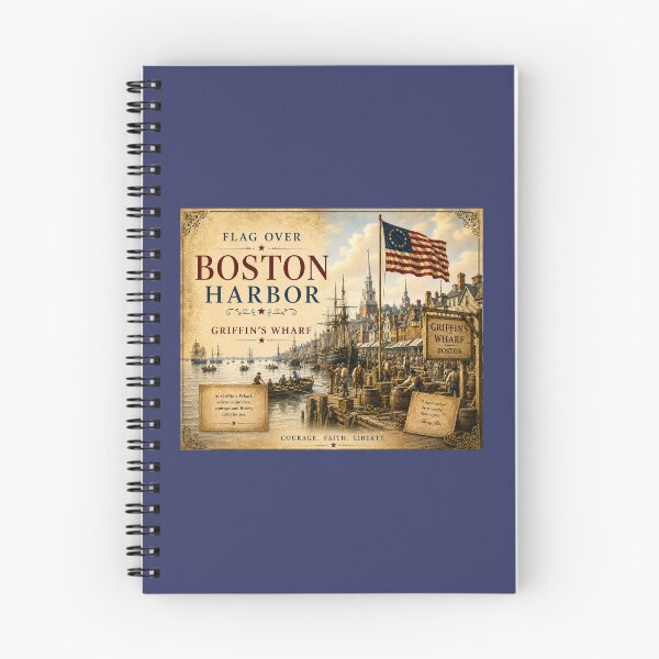 Item preview, Flag Over Boston Harbor – Griffin’s Wharf Vintage Americana Art designed and sold by Novel Works Studio.